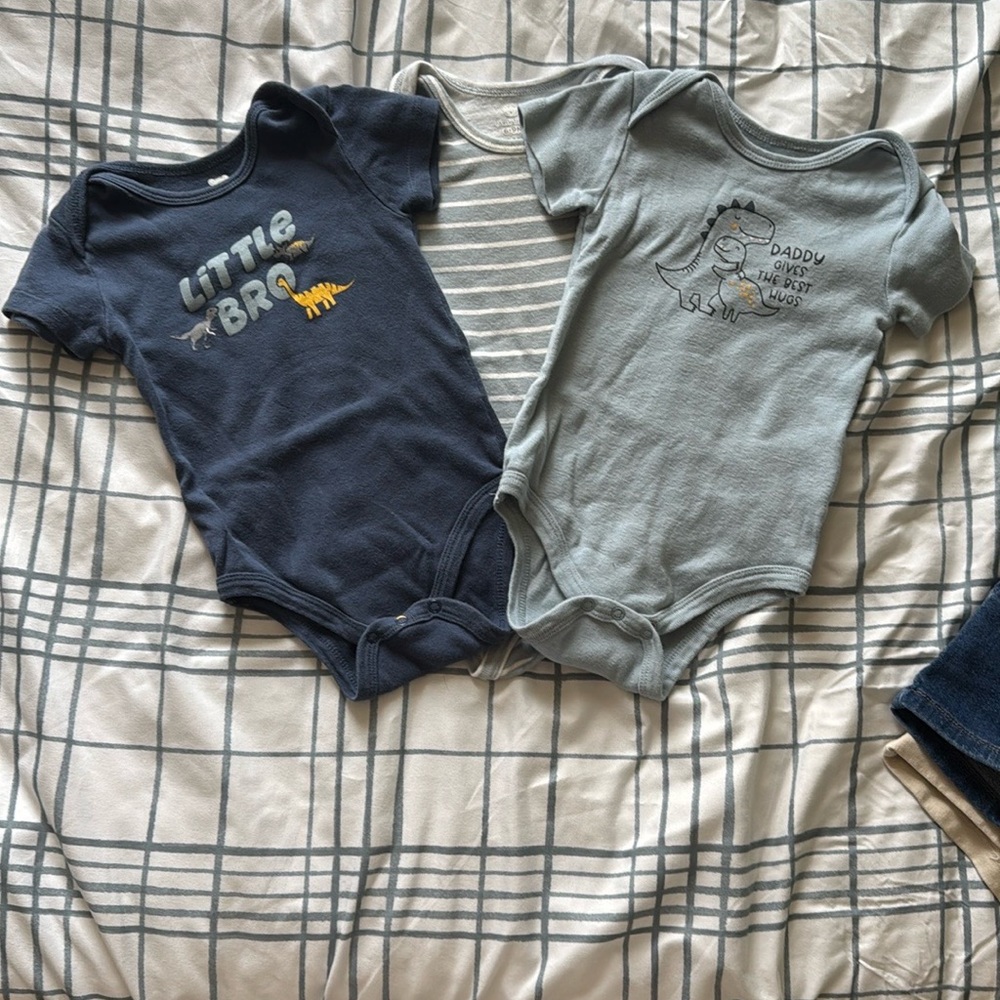Classic Blue and Gray Bodysuits with Snap Closure